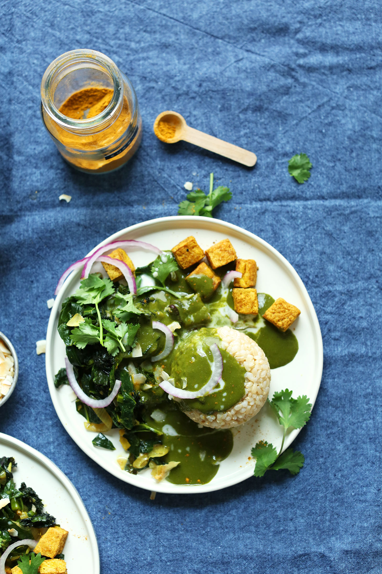 Amazing-vibrant-green-curry-with-tons-of-greens-serve-with-tofu-and-curried-kale-for-a-plantbased-meal-vegan-glutenfree-curry-recipe-minimalistbaker
