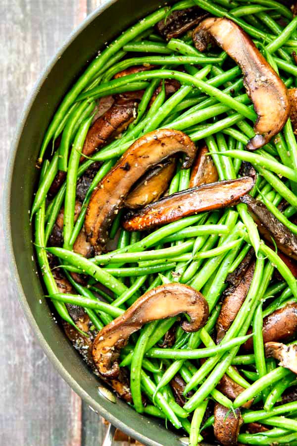 Garlic-green-beans-with-portobellos-and-parmesan