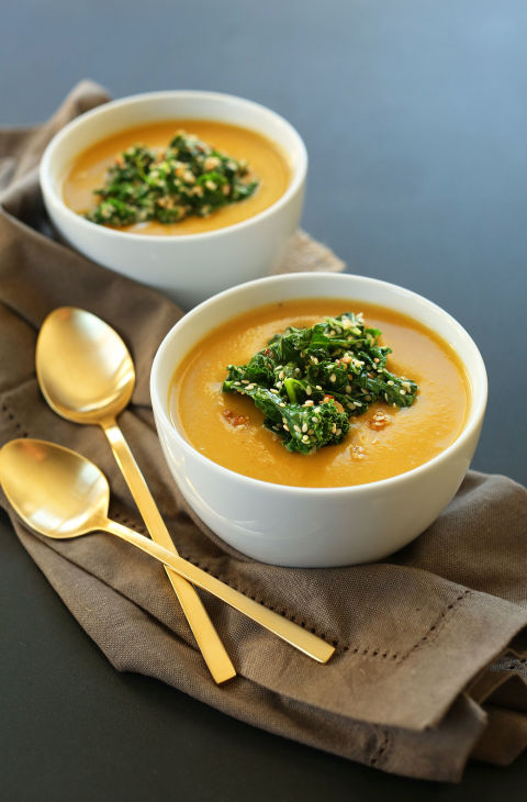 Gallery-1470072241-simple-pumpkin-soup-with-sesame-kale-topping-vegan-glutenfree
