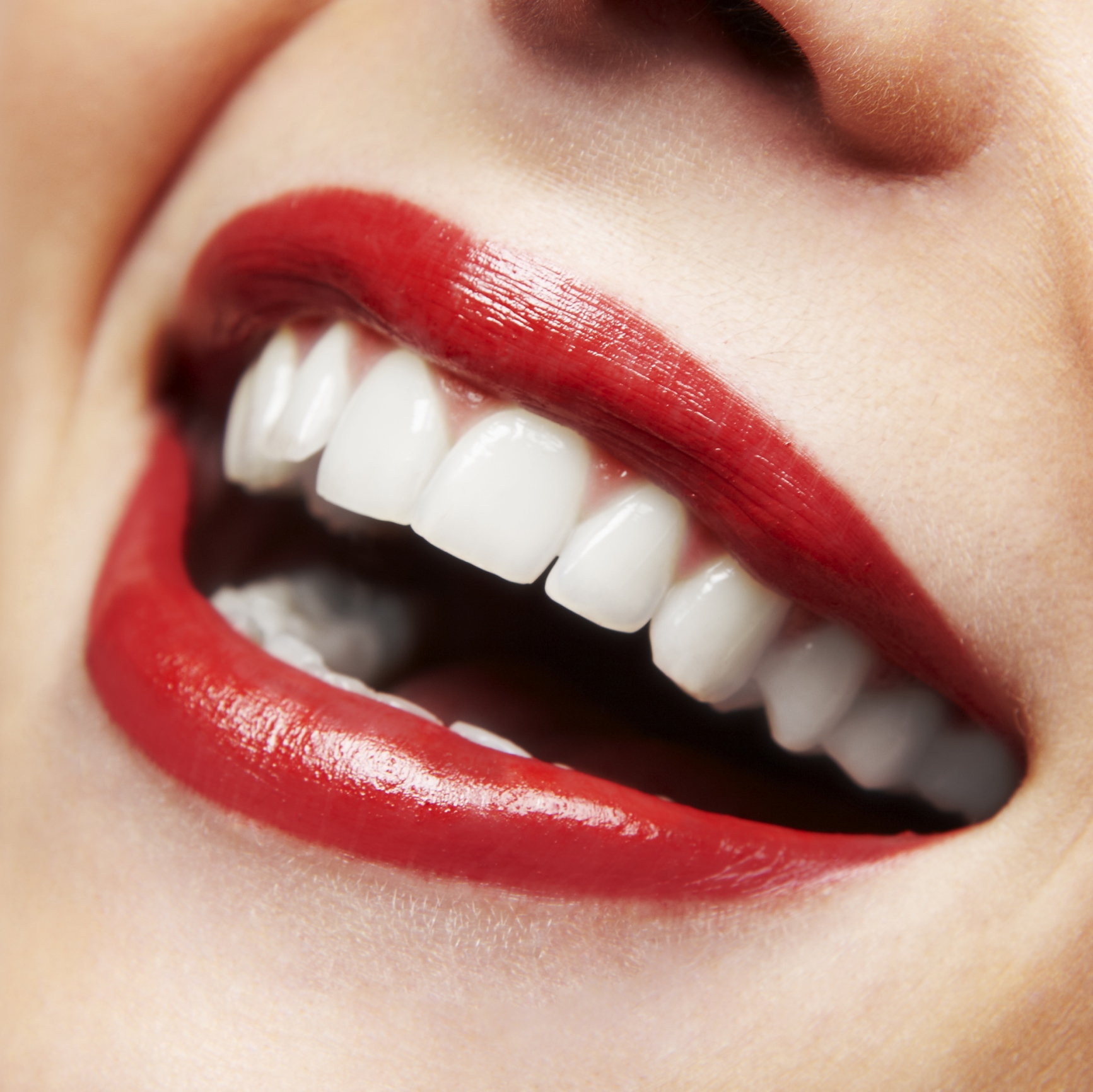 Close-up-smile-red-lipstick