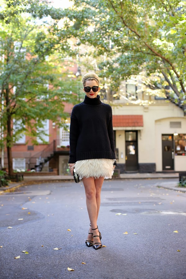 2.-turtleneck-sweater-with-fur-skirt